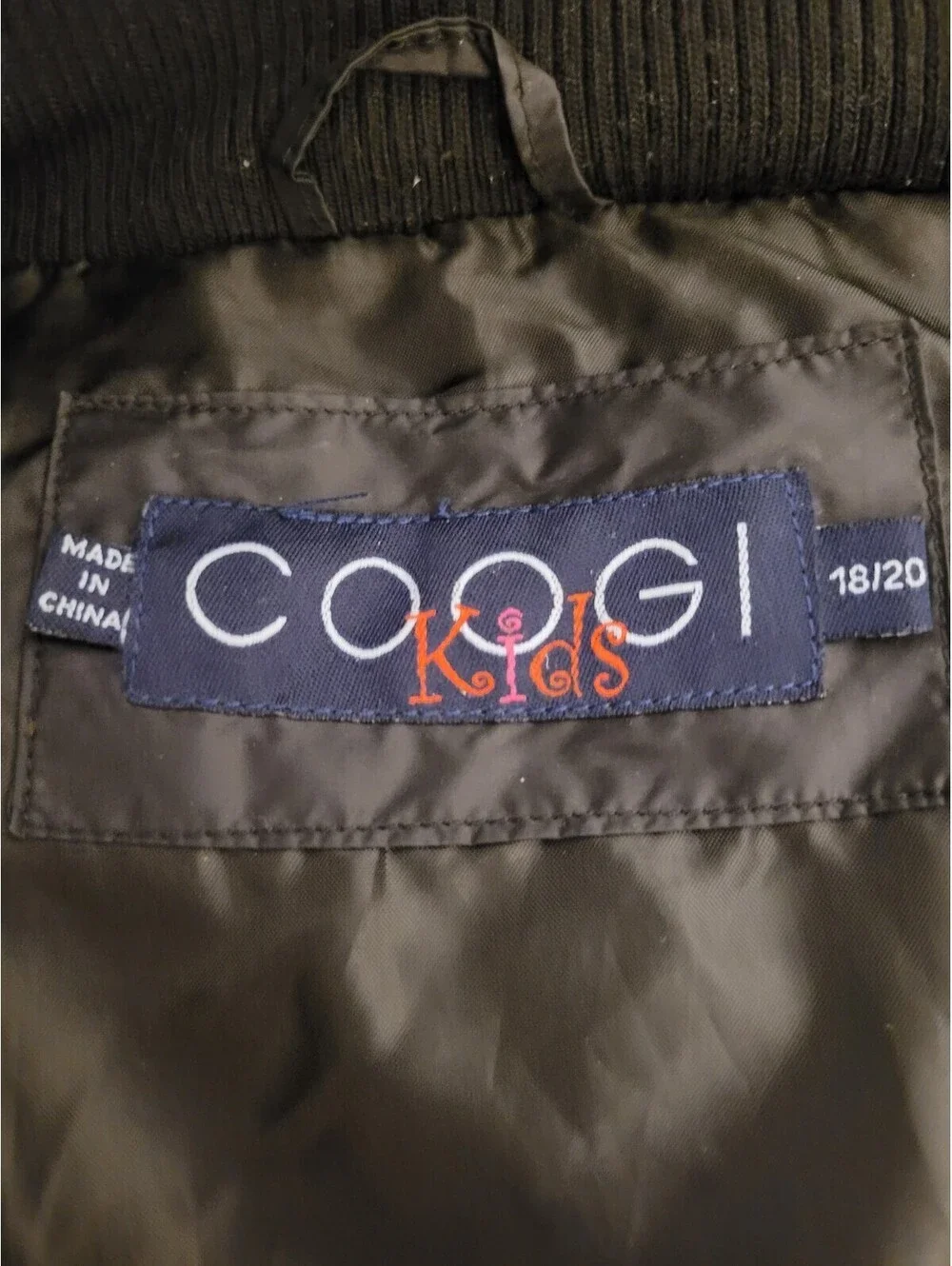 Coogi Kids Black Puffer Bomber Jacket 18/20 XL Faux Fur Hood Winter Coat Unisex